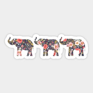 3 Elephants Navy Floral Sticker